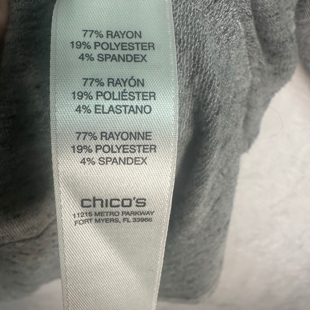 Chico's Knit Top Womens XL Gray 3/4 Sleeve Scoop Neck Heathered Pullover - Picture 8 of 8